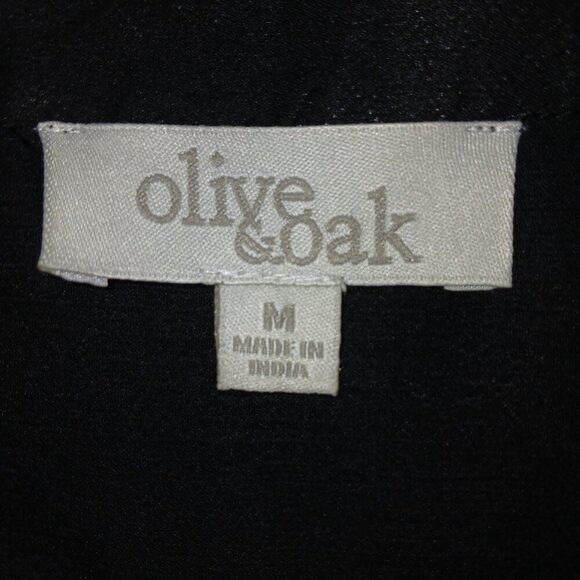 OLIVE AND OAK, BLACK SHEER, FLORAL EMBROIDED PEASANT TOP, SIZE MEDIUM - Picture 7 of 7